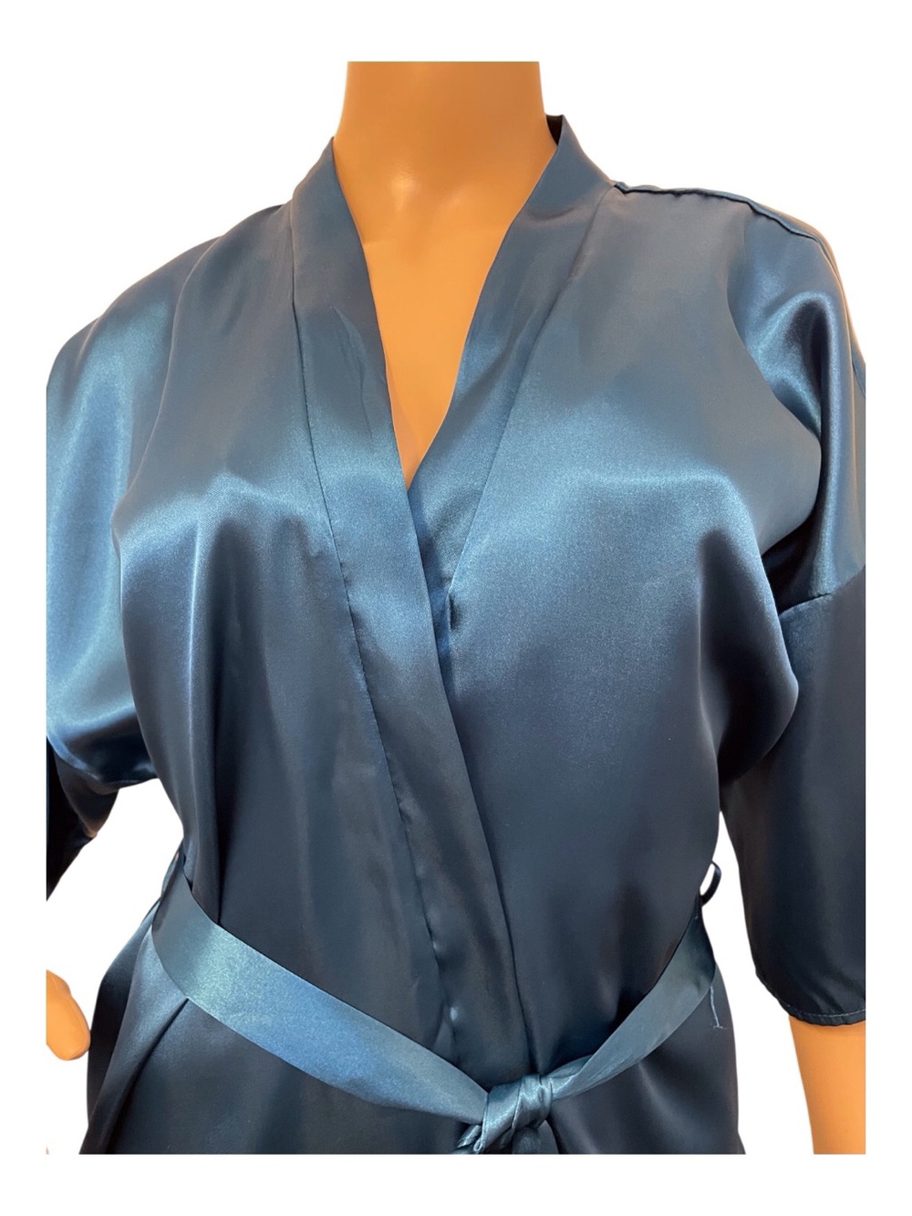 Honors Intimates Women's Blue Satin Night Gown Satin Robe, XL - Picture 4 of 12